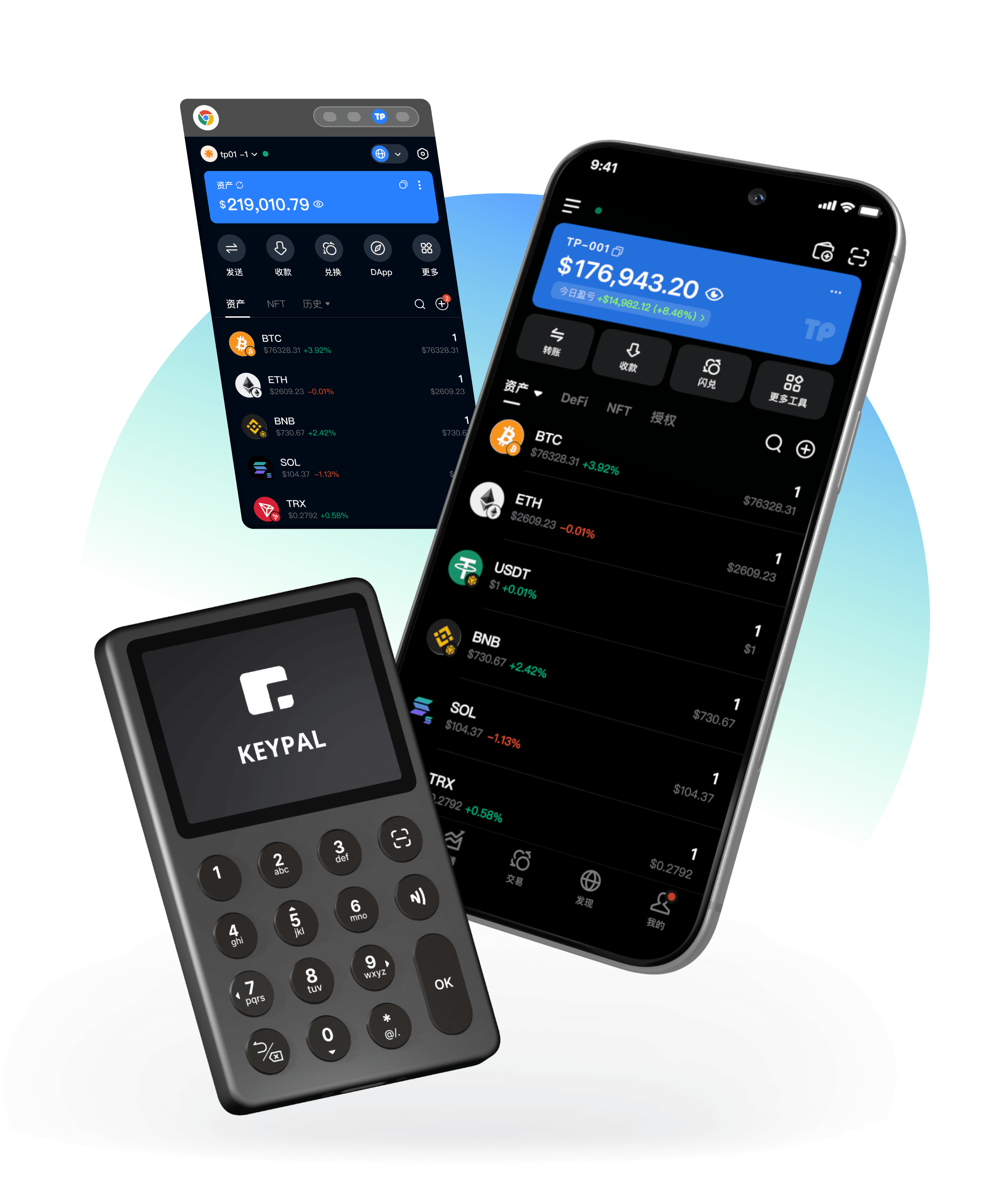 TokenPocket 手機錢包介面示意圖